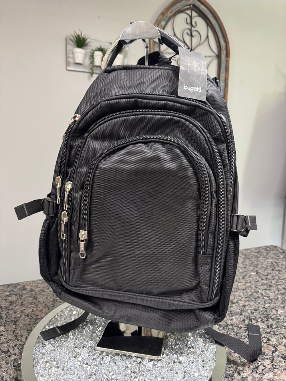 Bugatti Black Men's Backpack with Multiple Compartments Laptop backpack NWT